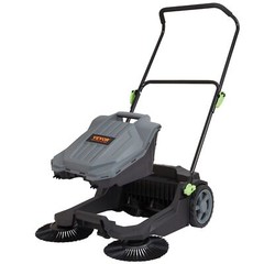 Walk-behind Hand Push Floor Sweeper 25.6″ Sweeping Width 5-Gal Waste Container