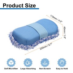 Microfiber Car Wash Sponge 8.7″x4.5″ Non-Scratch Foam Applicator Pads Blue