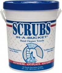 Scrubs 42272 Pre-Moistened Hand Cleaning Wipes, 1 Bucket of 72 Towels