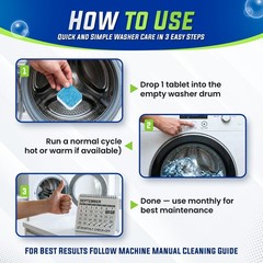 Washing Machine Cleaner Tablets 25 Pack – 1 Count (Pack of 25), White & Blue