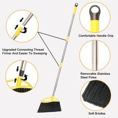 Gloffer Soft Bristles Broom for Indoor Sweeping, Household Cleaning Yellow