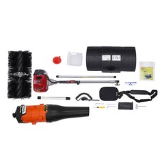 52cc Gas Power Handheld Sweeper Broom W/ Blower Driveway Turf Grass Snow Clean