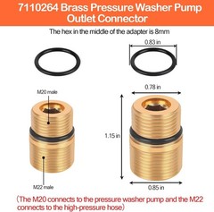 Pressure Washer Pump Outlet Fitting 7110264 -M20 to M22 Water Outlet…