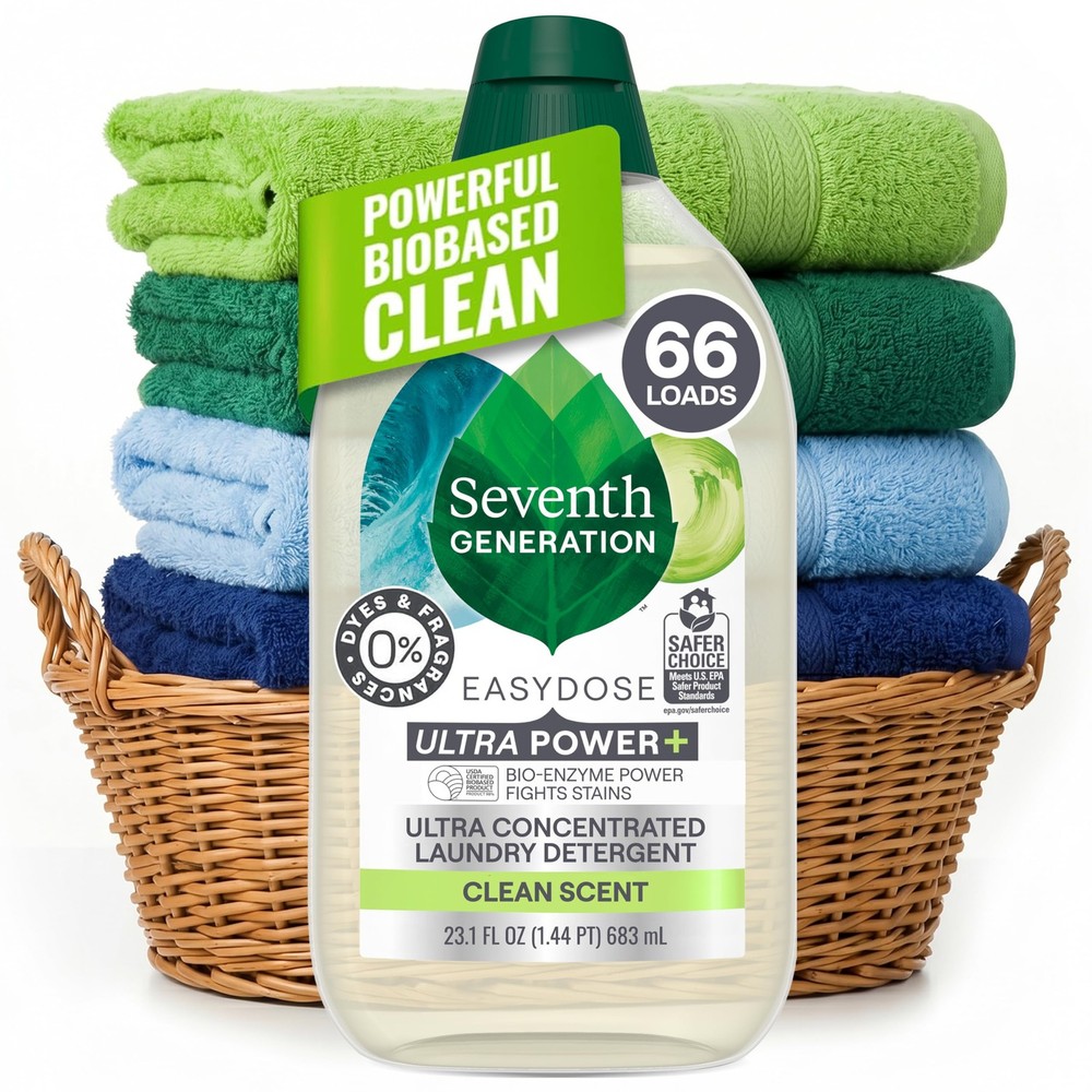 Seventh Generation, Laundry Detergent Ultra 23.1 Fl Oz (Pack of 1), Clear