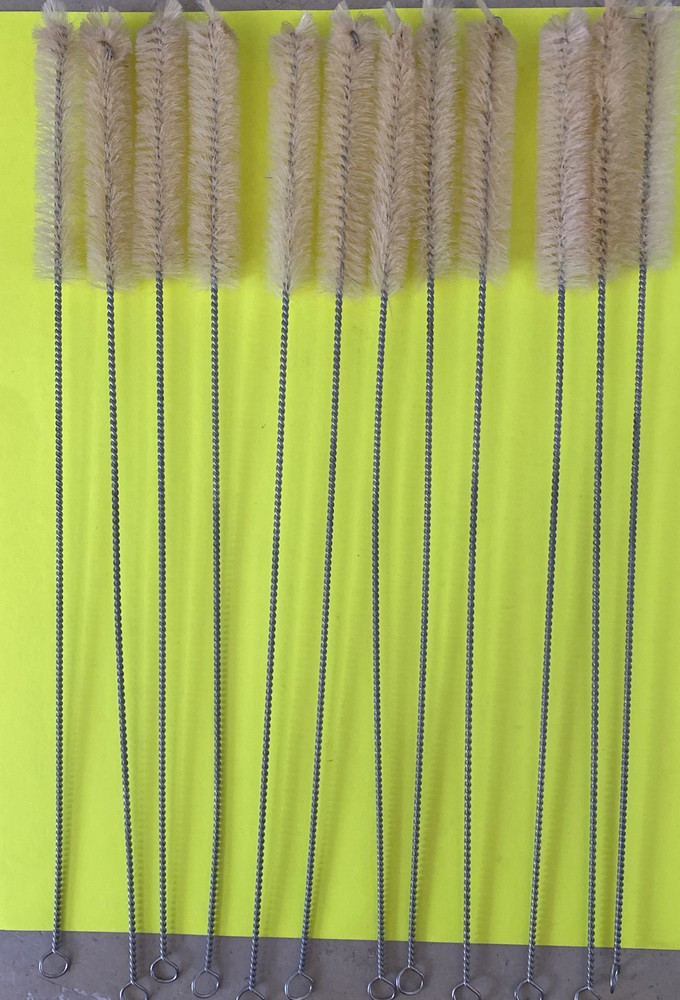 Test Tube Brush 12-pack Soft White Bristles With A Fan Style Tip 19mm X 89mm.