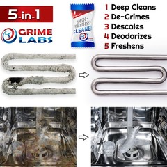 GRIME LABS Dishwasher Cleaner 24 Count (Pack of 1), White & Blue Tablets
