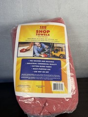 Bulk 100 Premium Red Shop Towels 12×14 Reusable Cotton Blend Industrial Cleaning