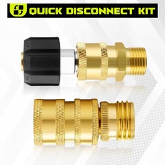 M MINGLE Ultimate Pressure Washer Adapter 3/8” Quick Connect Kit, Gold/Black