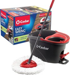 O-Cedar EasyWring Microfiber Spin Mop & Bucket System Floor Cleaner Red Gray