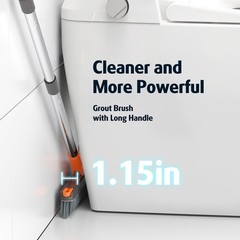 AIR U+ Grout Brush with Long Handle 180° Swivel Scrub 1 PACK, Orange
