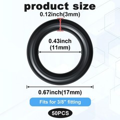 PAGOW 50 Pack Thickened O-Rings Power for 3/8″ fitting (THICKENED), Black