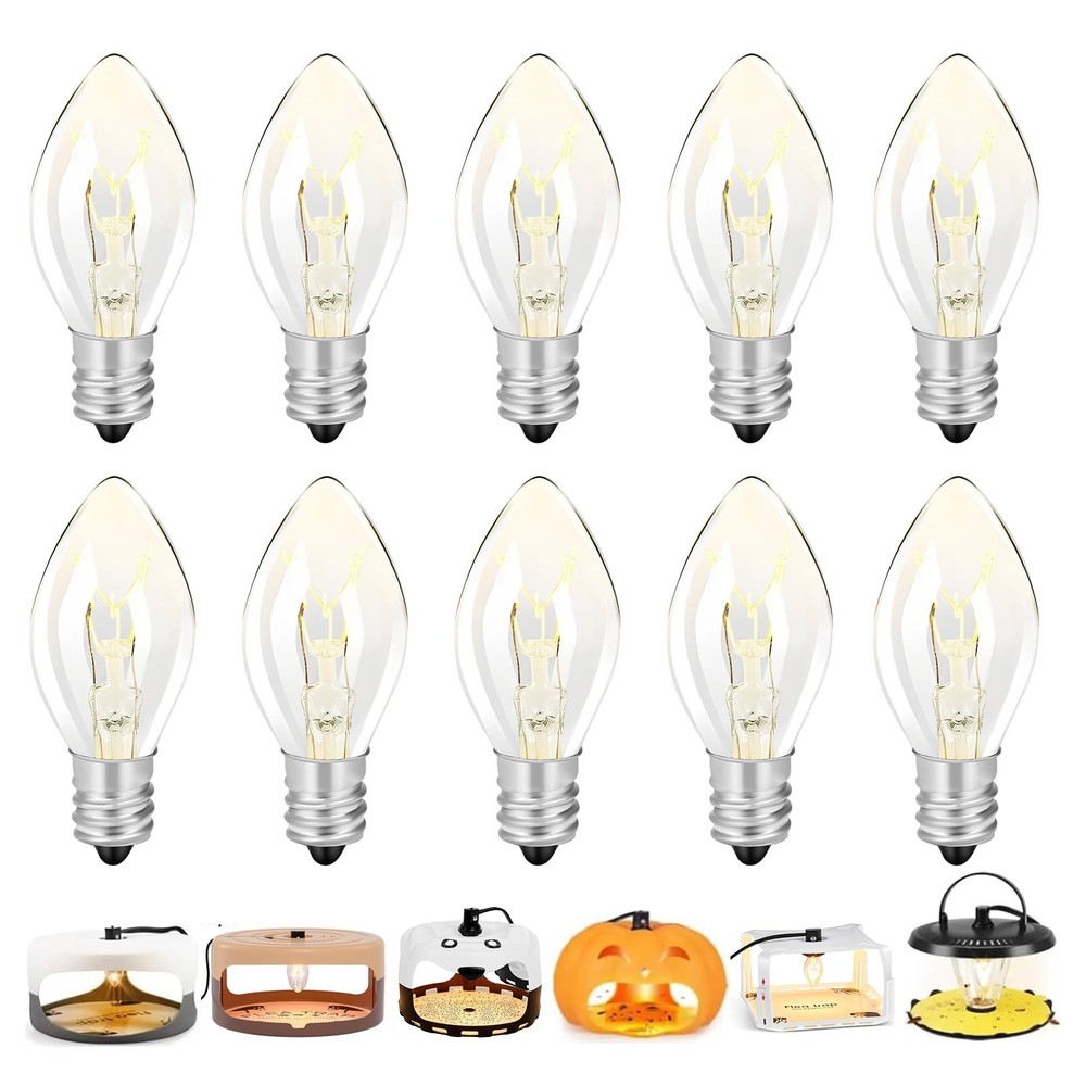 Original Flea Trap Light Bulb Replacement, 10 Pack 7W Replacement