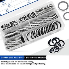Daptemn 245 PCS SAE Bonded Sealing 1/8″ – 1″, 245PCS Black Seal Washers