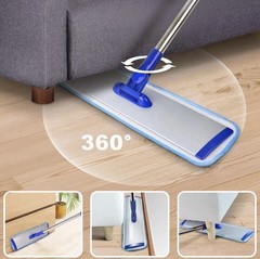 18″ Professional Microfiber Mop Floor Cleaning System, Flat with Blue
