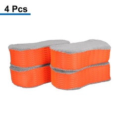 4pcs Microfiber Car Wash Sponge 8.7″x4.3″ Non-Scratch Foam Applicator Orange