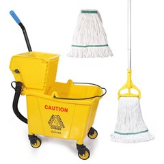 35-Qt Commercial Mop Bucket with Wringer – 3-Piece Set