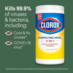 CLOROX Disinfecting Wipes, Cleaning Wipes, Crisp Lemon, 75 Count (2 Pack)