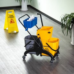13.7Gallon/52L Mop Bucket Wringer Cart w/ Side Press Wringer, Wheels, Mop Holder
