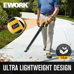 EWORK Small Leaf Blower Cordless 20V Mini Leaf Blower 130CFM/200MPH with Batt…