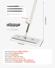 Microfiber Flat Mop with 4 Mop Pads Flat Mop for Dry and Wet Floor