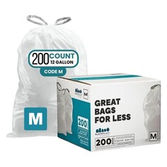 Plasticplace Custom Fit Trash Bags Compatible 200 Count (Pack of 1), White