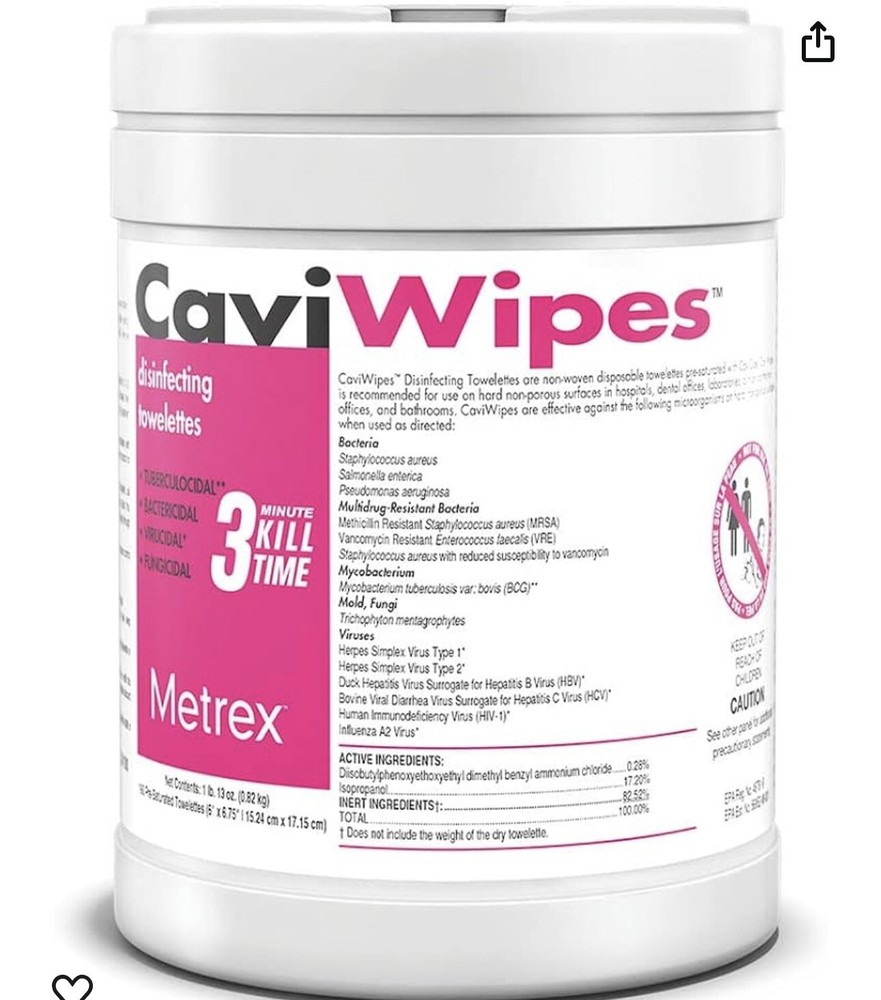 Metrex 13-1150 CaviWipes XL Disinfecting Towelettes XLarge 9″ x 12″ 66 Can