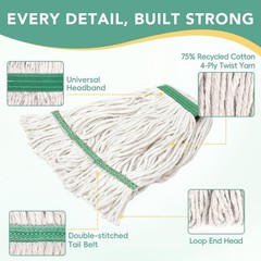 6 Pack Commercial Mop Head Replacement – Heavy Duty Mop Head for General a
