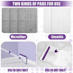 Baseboard Cleaner Tool with Handle, 60″ Extendable Long Handle Purple, White