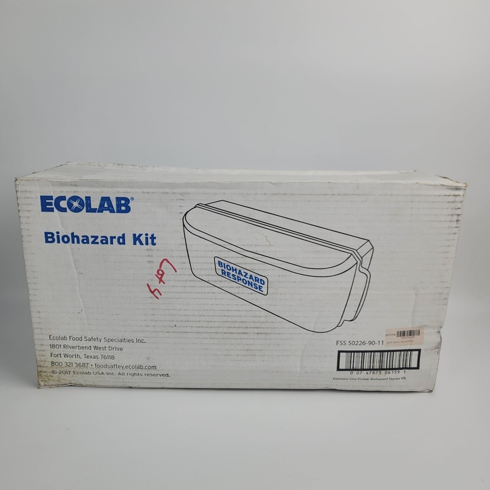Ecolab Biohazard Response Spill Clean Up Kit & Wall Mount Cabinet Restaurant NOS