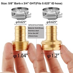 2 Set Brass Garden Hose Repair Connector Kit with 2 Set, Fit for 5/8″ hose