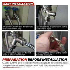 Upgraded 6Ft Steam Dryer Hose Kit by Puxyblue Includes 6Ft Braided Stainless …