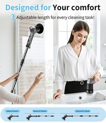 Gray Electric Spin Scrubber with 3 Speed Adjustable Extension Handle