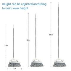 Angle Broom for Hardwood Floors – Soft Bristled Kitchen Broom, Off White