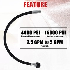 Tool Daily Pressure Washer Whip Hose with Swivel, Reel Connector 2 FT