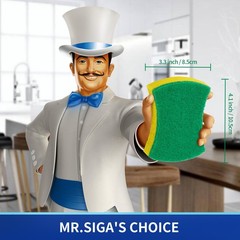 Mr.Siga Heavy Duty Cellulose Scrub Sponge Dual-Sided Dishwashing Sponge For