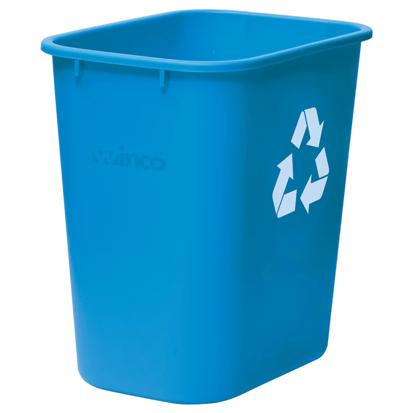 Rectangular Waste Baskets Recycle LDPE Blue 28 Quart 14 5/8Wx10 1/4Dx15H Inch