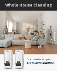 Nuyupo Cordless Vacuum Cleaner 2 Batteries 110 Mins Runtime Powerful Stick