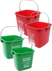 Small Red and Green, Detergent and Sanitizing Bucket – 3 Quart Cleaning Pail –