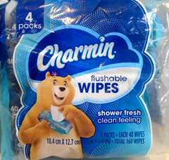 Charmin Flushable Wipes, 160 Wipes (4 Packs of 40) for Convenient Cleanliness