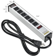 12″ 6 Outlet Aluminum Power Strip with 6-ft Cord ETL/cETL