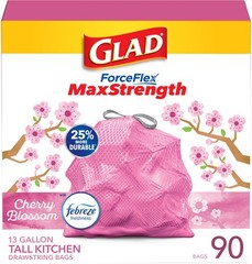Glad Tall Kitchen Trash Bags 13 Gallon Maxstrength Cherry Blossom Garbage Bags