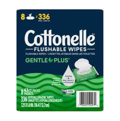 Gentle Plus Flushable Wet Wipes, 8 Flip-Top Packs