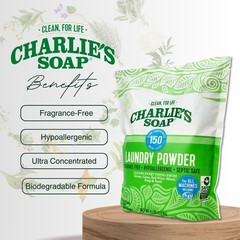 Charlie’s Soap Laundry Powder Detergent (150 64 Ounce (Pack of 1), WHITE
