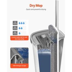 Uimoso Mop and Bucket with Wringer Set 3 Mop Pads Flat Squeeze Bucket Set