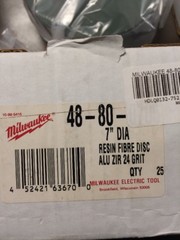Milwaukee 48-80-0705 7” Resin 24 Grit Disk Case Of 25 Discs New