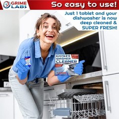 GRIME LABS Dishwasher Cleaner 24 Count (Pack of 1), White & Blue Tablets