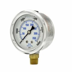 Stainless Glycerin Filled Bottom Side Mount Pressure Gauge 0-5000 PSI 1/4″ NPT