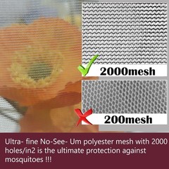 No-See-Um mesh Square Mosquito Net for King Size Bed 2 Openings Netting Mosquito