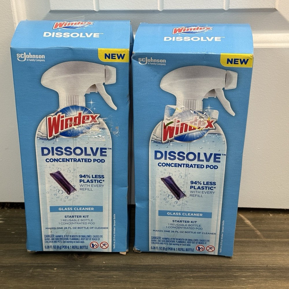 NEW (2) Windex Dissolve Glass Cleaner Concentrated Pod Starter Kit