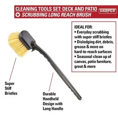 Harper 37518100 Deck/Patio Cleaning Set 60 In. Handle Deck Brush Heavy Duty